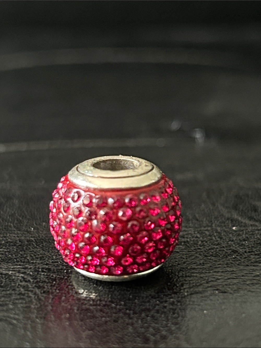 Brighton “Super Beads” Hot Pink Pave Charm Bead 1/2” wide Swarovski crystals